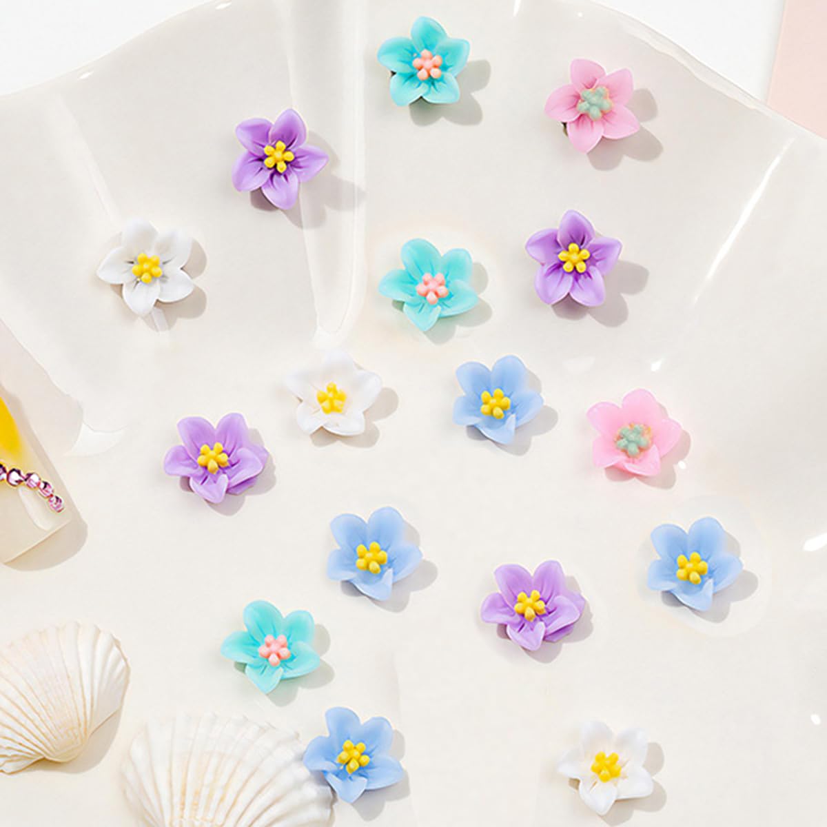 20 Pcs Mini Cute Flower Hair Clips for Girls(Blue)