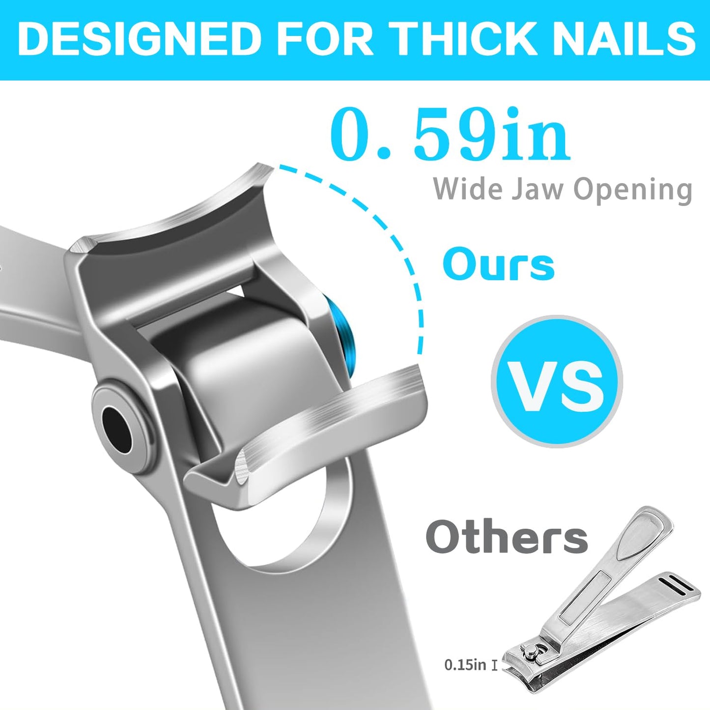 Toenail Clippers for Seniors Thick Toenails, Large Toe Heavy Duty Nail Clippers for Men and Women with Wide Jaw Opening,Silver