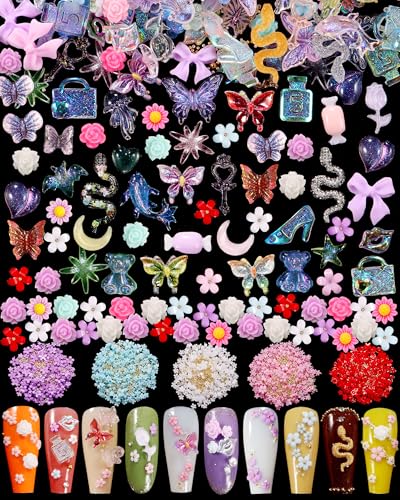 TAMHOO 250pcs 3D Kawaii Nail Charms for Acrylic Nail Art Decorations