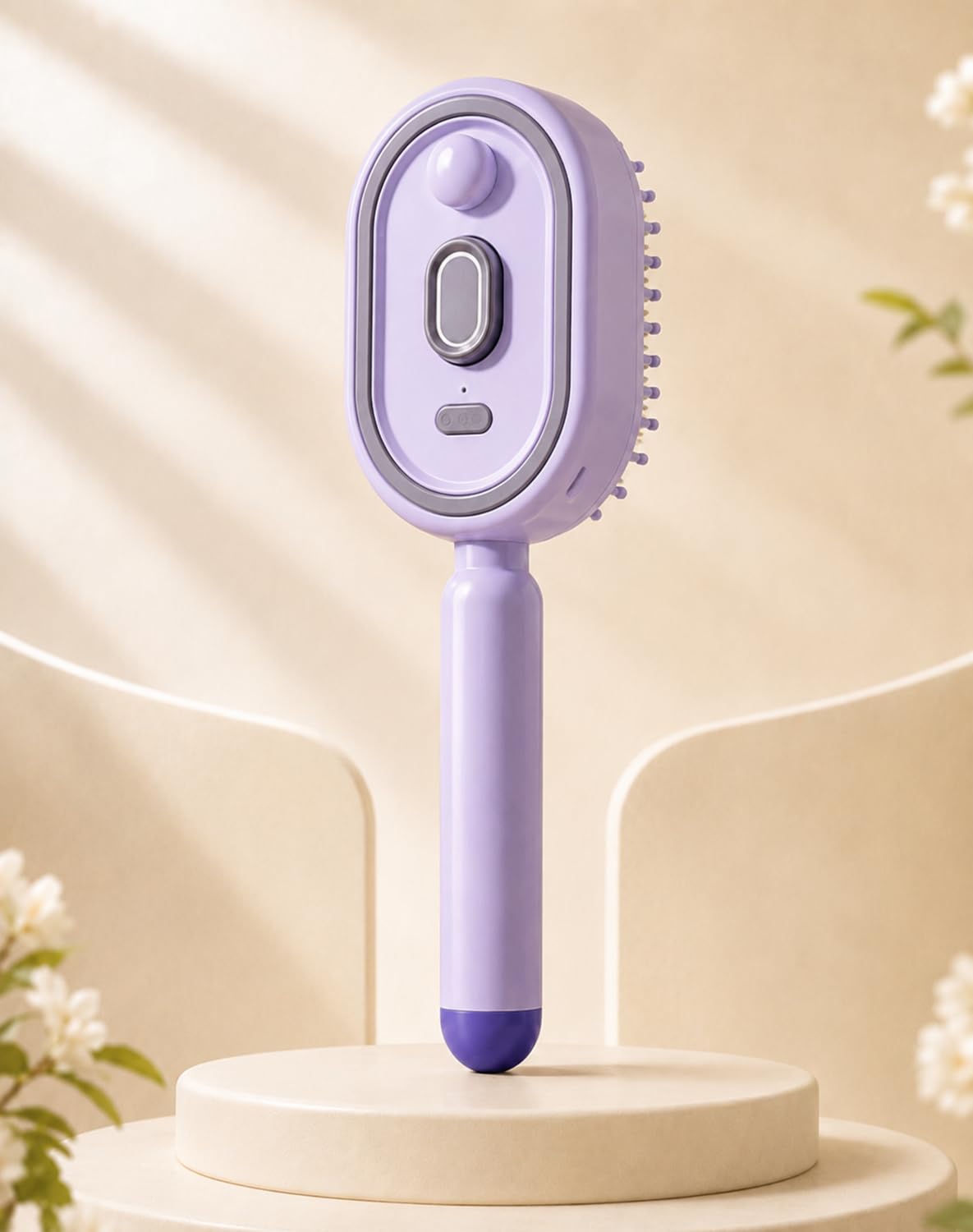 Electric Spray Air Cushion Massage Comb, Self-Cleaning Anti-Tangle Hair Brush, Anti-Static Volumizing Mist Brush, Rechargeable Scalp Comb for Frizz Control, Smooth Shine & Daily Care (Purple)