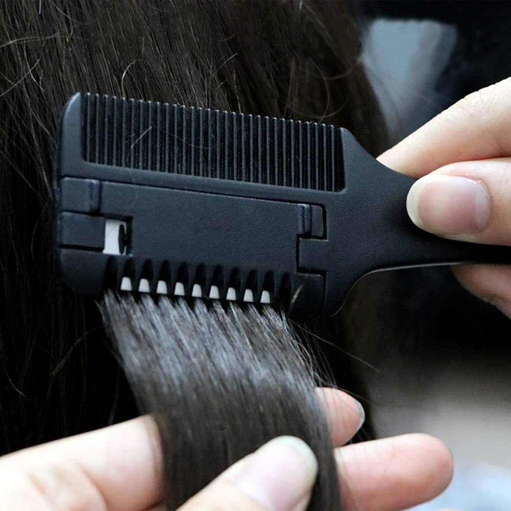 Medsuo Double Sided Hair Thinner Trimmer Razor Comb Cutting Scissors Tool for Home Salon Haircut Styling (Black)