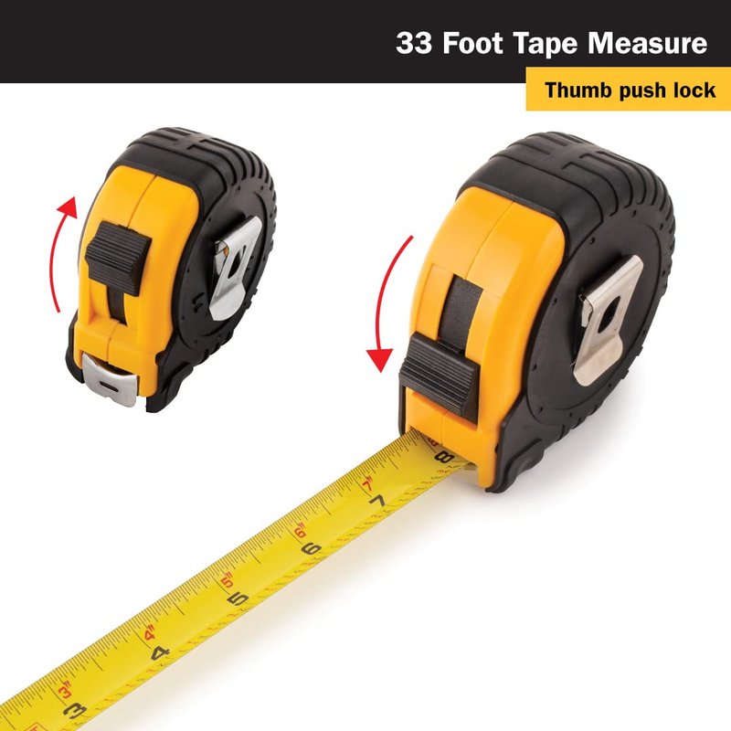 Titan 10908 Tape Measure with Easy-Read Standard Markings and Durable Case, 33-Foot