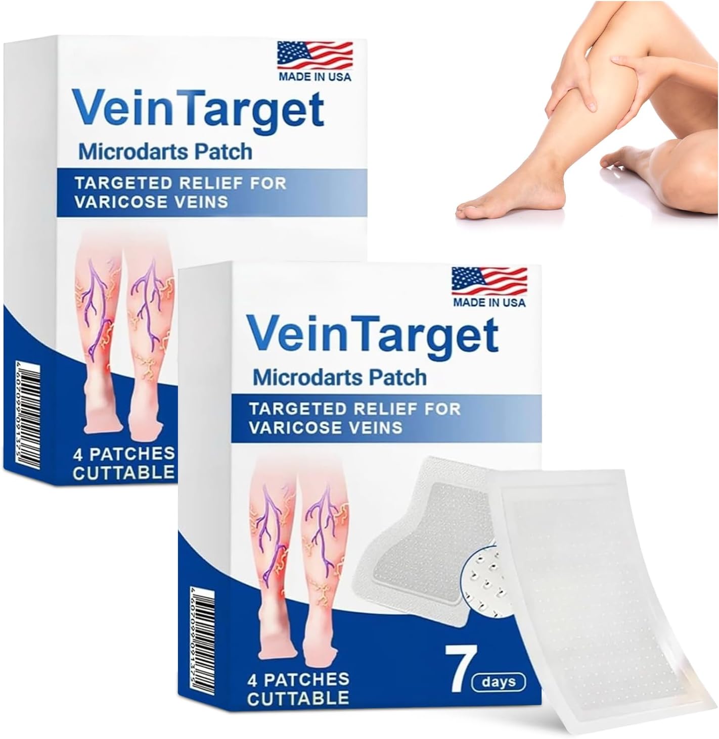 Vein Target Microdarts Patch - Professional Varicose Veins Treatment for Legs | Natural Ingredients, All Skin Types