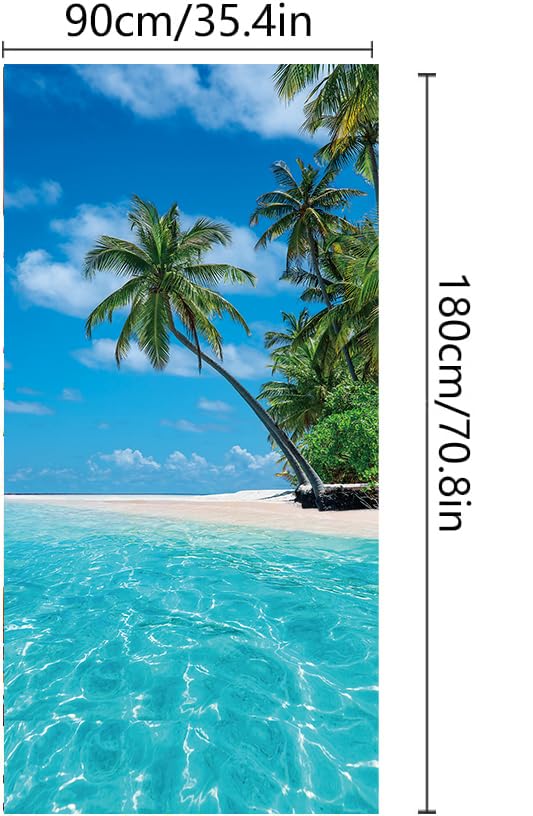 Tropical Beach View Door Banner - Summer Party Backdrop 35x71