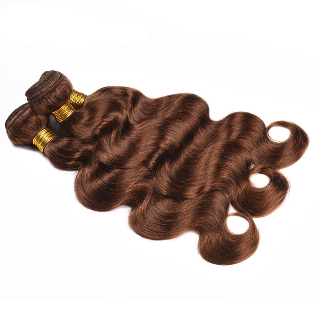 #4 Brown Bundles Body Wave Bundles Human Hair 30 32 34 Inch 3 Bundles Brazilian Remy Hair 50 Grams/Bundle Unprocessed Virgin Hairs Dark Brown Body Wave Bundle Weaves Extensions