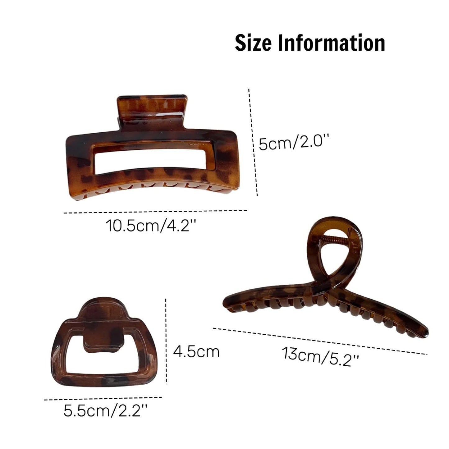 Hair Claw Clips - 6 Tortoise Shell Clips for Women | Strong Hold Non-Slip Design
