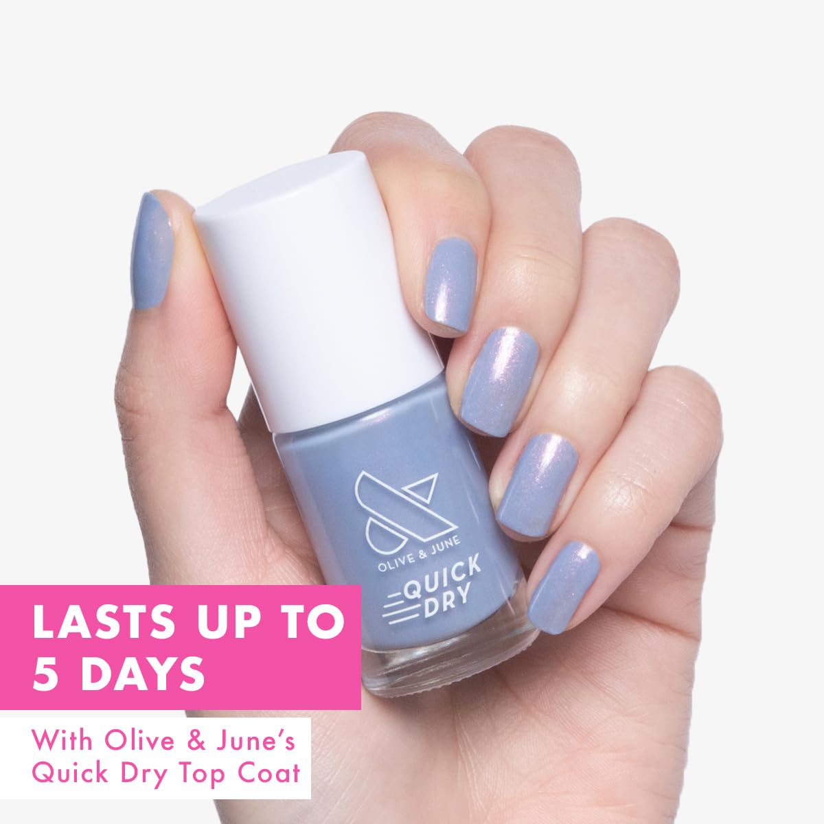 Quick Dry Summer Nail Polish - Vegan, Cruelty-Free | Charming Periwinkle Shimmer | Lasts Up to 5 Days