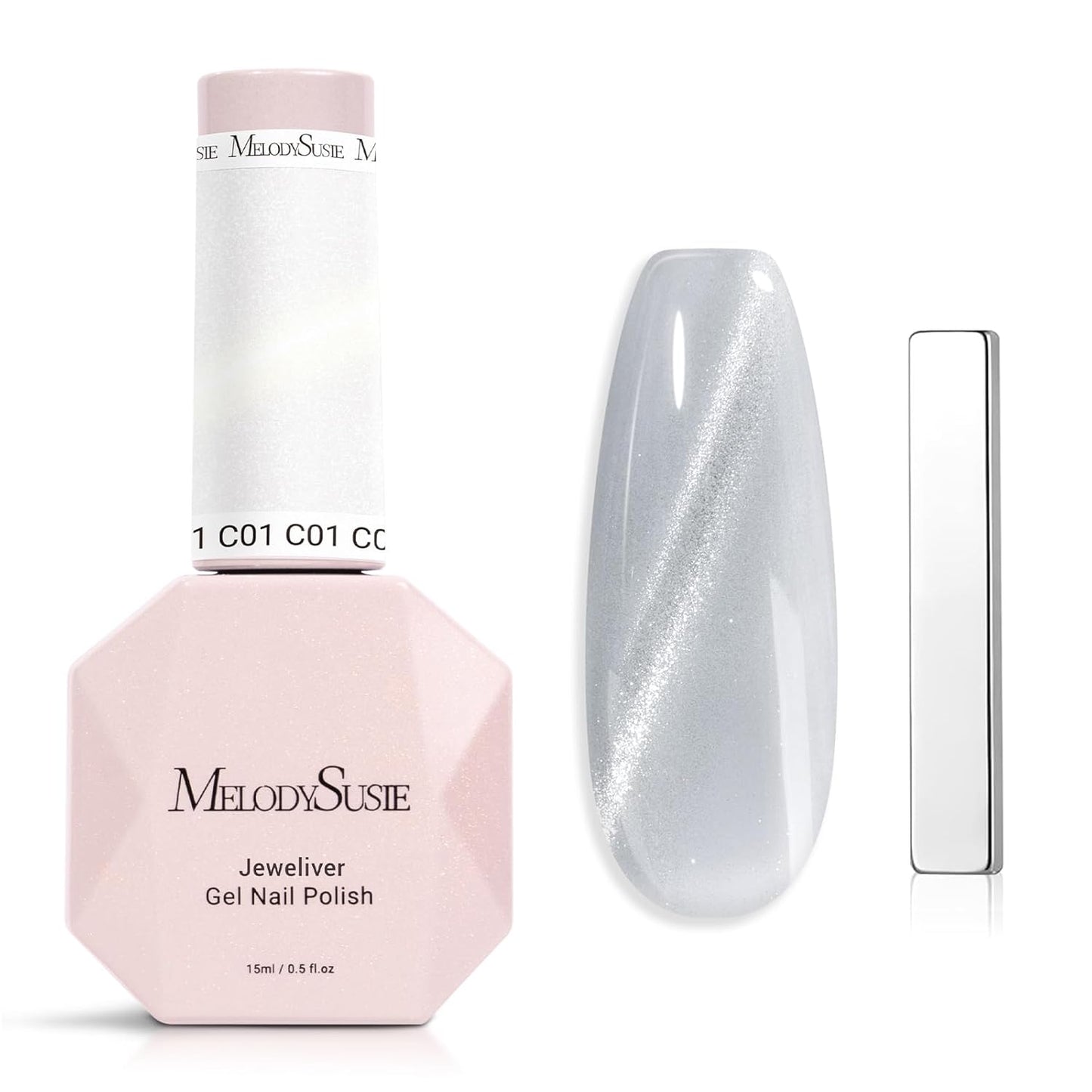 MelodySusie Cat Eye Gel Nail Polish - Burgundy Red Glitter Holographic | 0.5 Fl Oz UV Nail Art