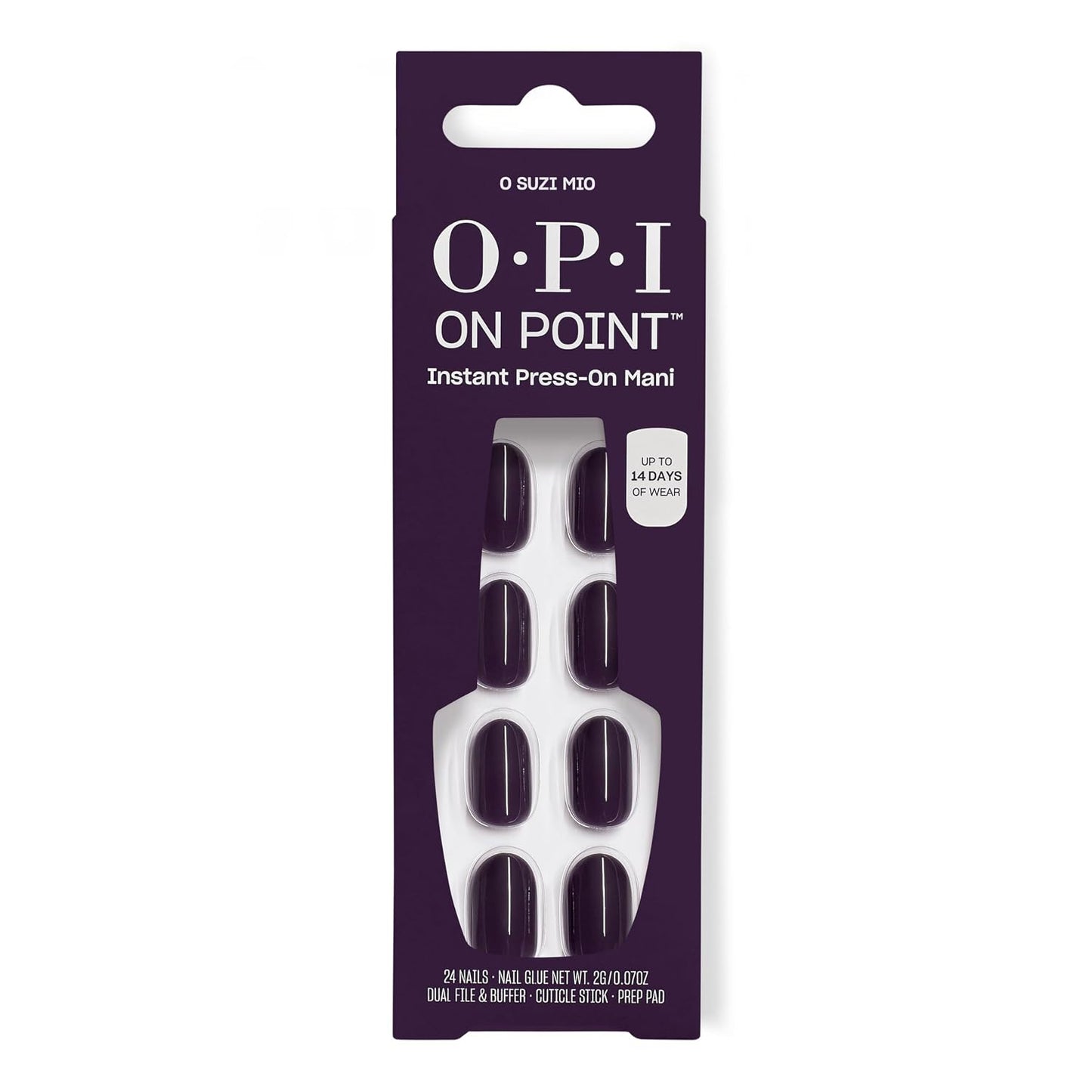 OPI On Point Press On Nails - Short Round & Squoval Nail Art | 24 Count with Glue | Long-Lasting & Reusable