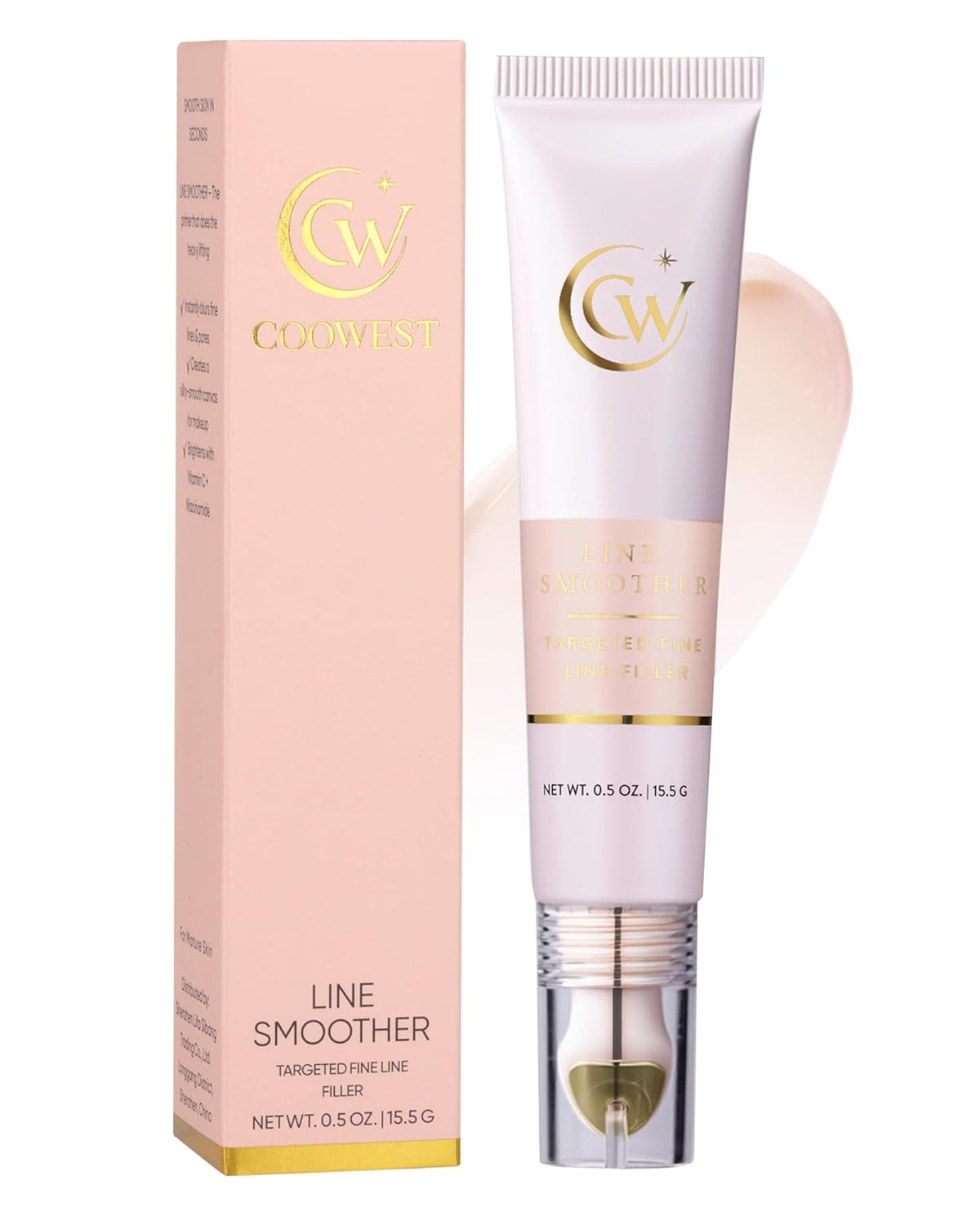 Instant Line Smoother Primer - Fine Line Blurring Makeup Primer with Vitamin C & Hyaluronic Acid | Lightweight for Mature Skin, 15.5g