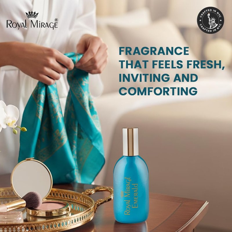 Royal Mirage Emerald Eau de Cologne - Premium Aldehydic & Jasmine Fragrance Spray - 120ml (4 oz) Long-Lasting EDC - Authentic Heritage Scent