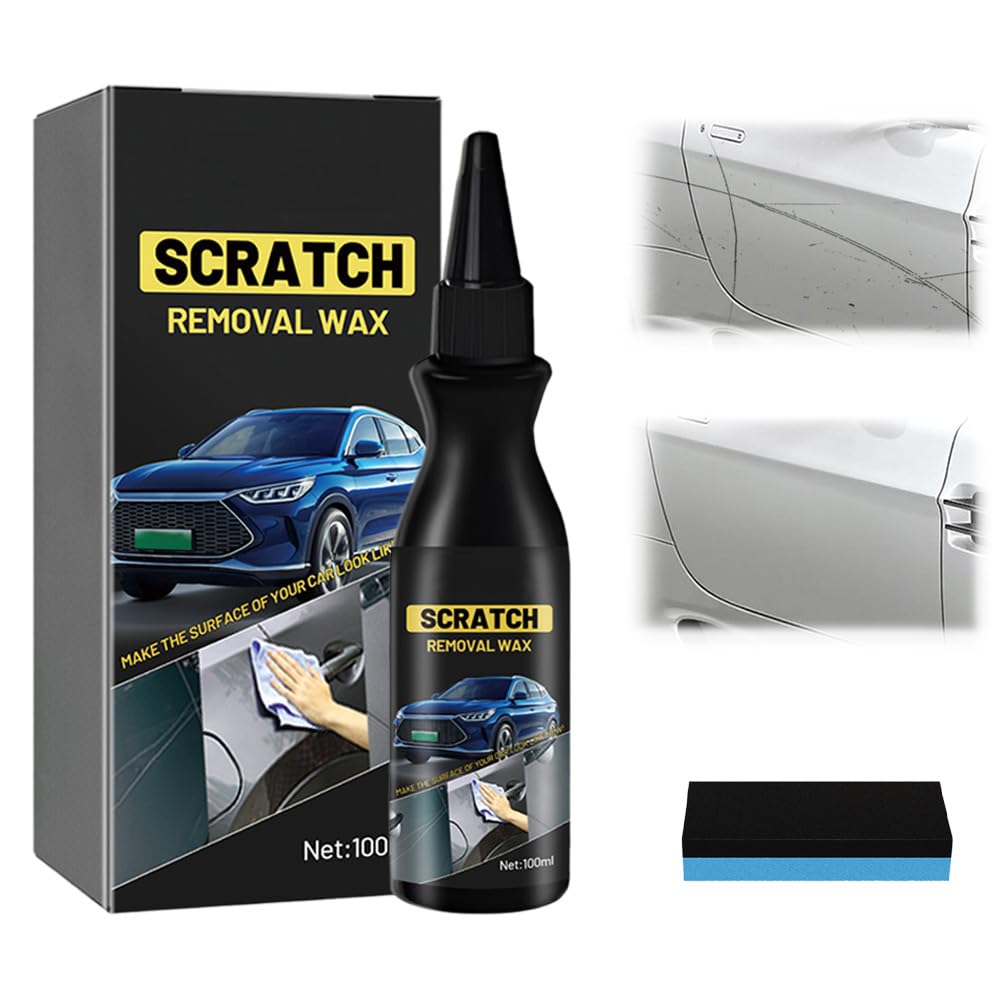 Car Scratch Repair Paste, Car Scratch Repair Paste Polishing Wax,120ml Car Scratch Remover,Car Paint Scratch Repair Wax, Car Cleaning Kit with Wipe & Sponge, for Slight Scratches (1PCS)