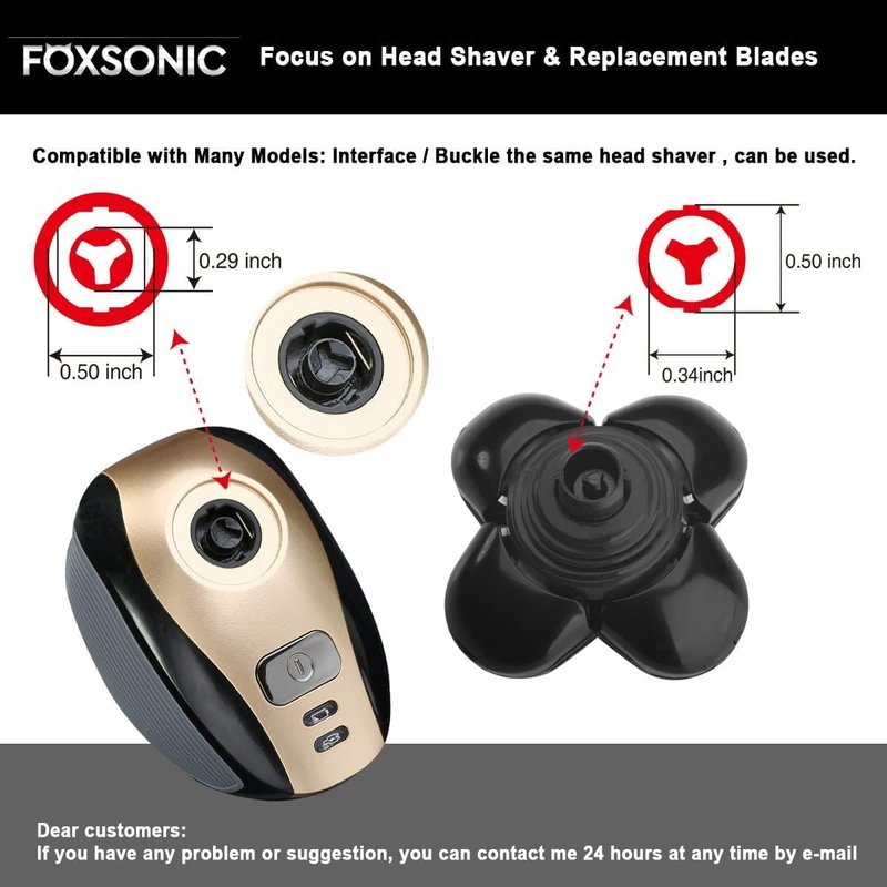 Universa 2Pcs 5 Blades Replacement Heads for Mainstream head shaver brands, Head Shaver Replacement Blades (5 Black+ Gold)