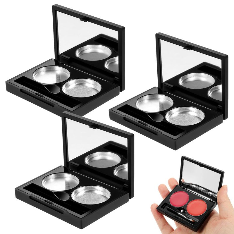 Empty Eyeshadow Cases - 3Pcs Plastic Square Makeup Palettes for Travel | Compact Organizer 2.44x1.81x0.39 Inch