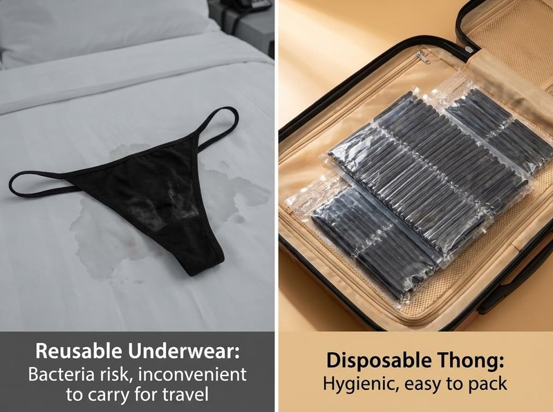 Aimery 50 Pcs Disposable Thong Panties Women's Spa T Thong Soft Breathable Disposable Tanning Underwear