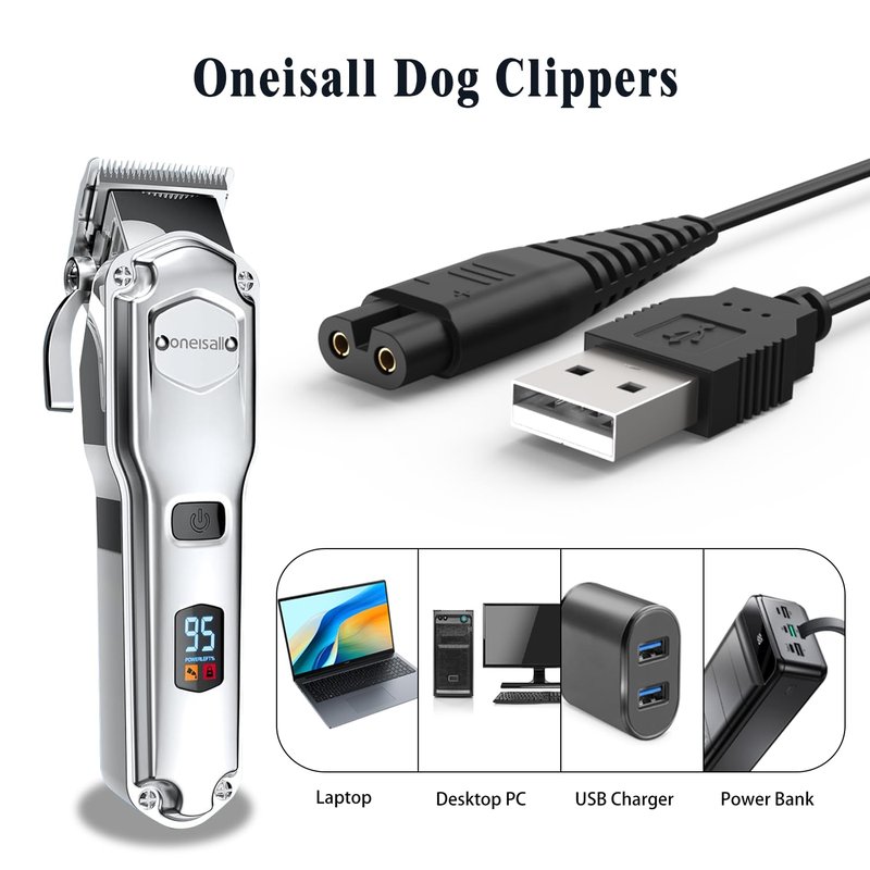 BOEEA USB Charging Cable Cord for oneisall Low Noise Dog Clippers Model RFC-676 Only- Fit for oneisall Rechargeable Stainless Steel Blade Pet Shaver