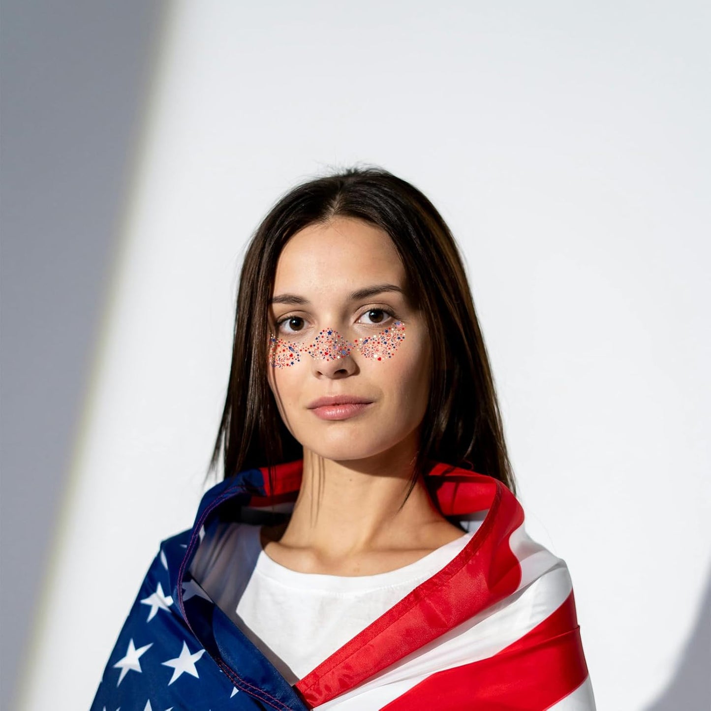 4th of July Freckle Face Stickers - Patriotic Temporary Tattoos for Festive Makeup | Red, White & Blue