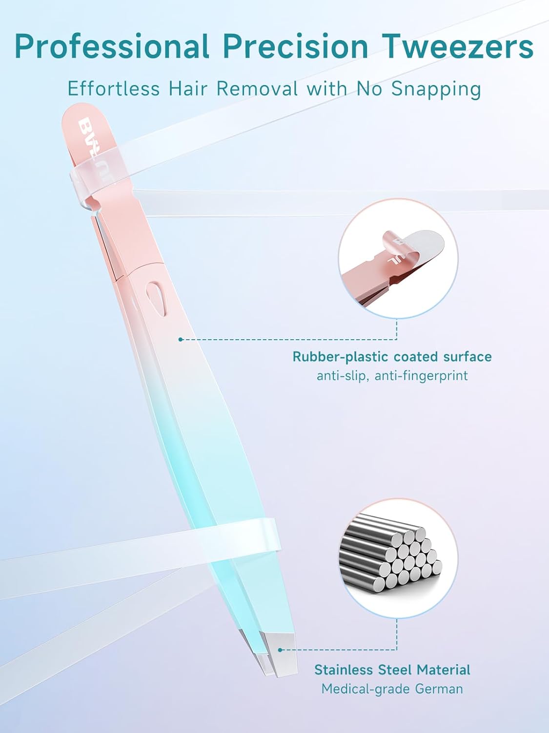 Professional Precision Eyebrow Tweezers - Stainless Steel Slanted Hair Removal Tool for Men & Women | Ideal for Facial Hair & Ingrown Hairs