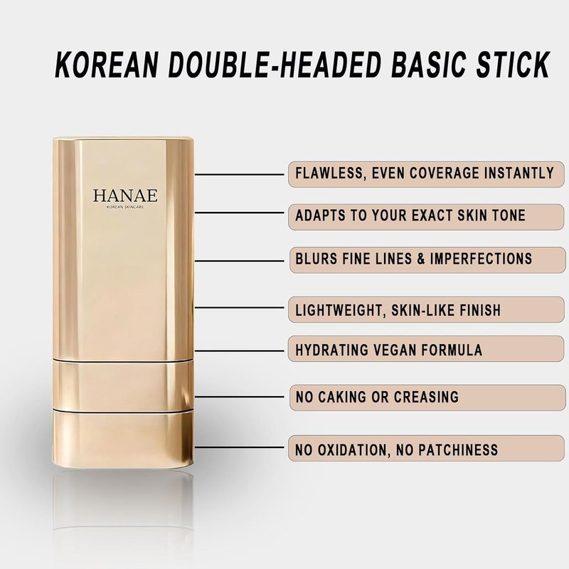 Korean Dual-Ended Foundation Stick - Natural Seamless Finish & Long-Lasting Coverage | Suitable for All Skin Types
