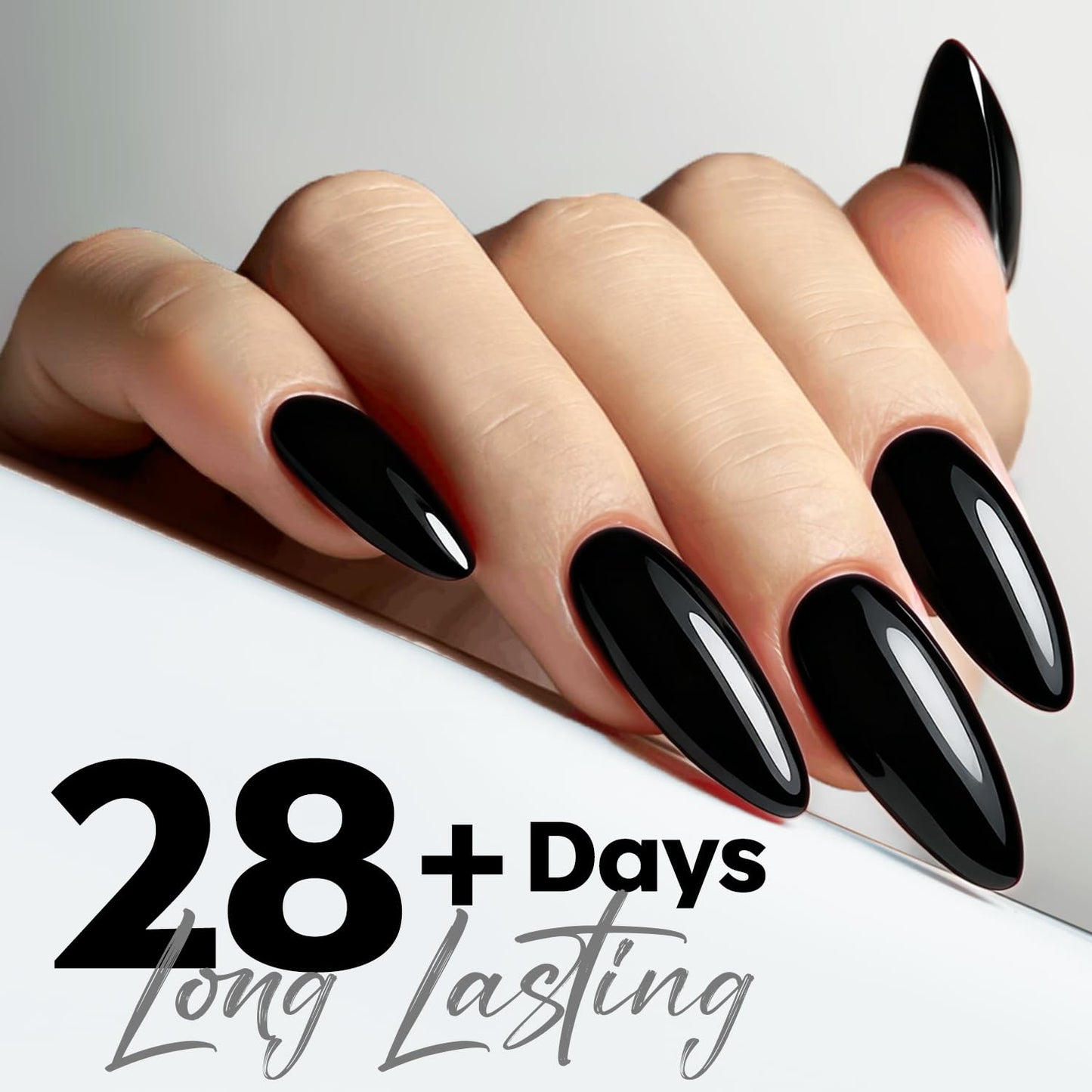 Modelones Black Gel Nail Polish - High Gloss Soak Off 15ml | DIY Manicure at Home