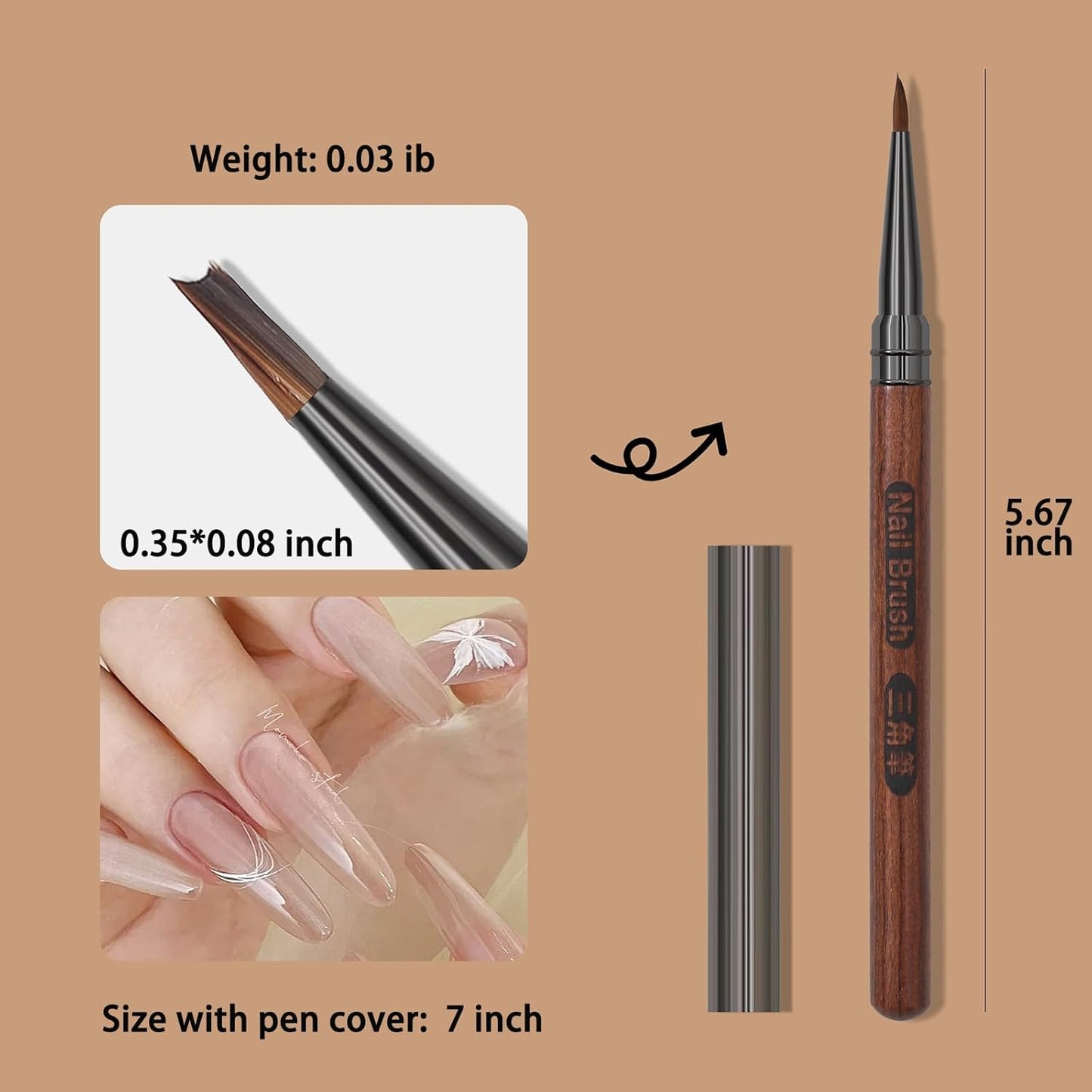 Nail Brush for Petals & Butterflies - Watercolor & Acrylic Painting Brush | 1 Pack, Tan