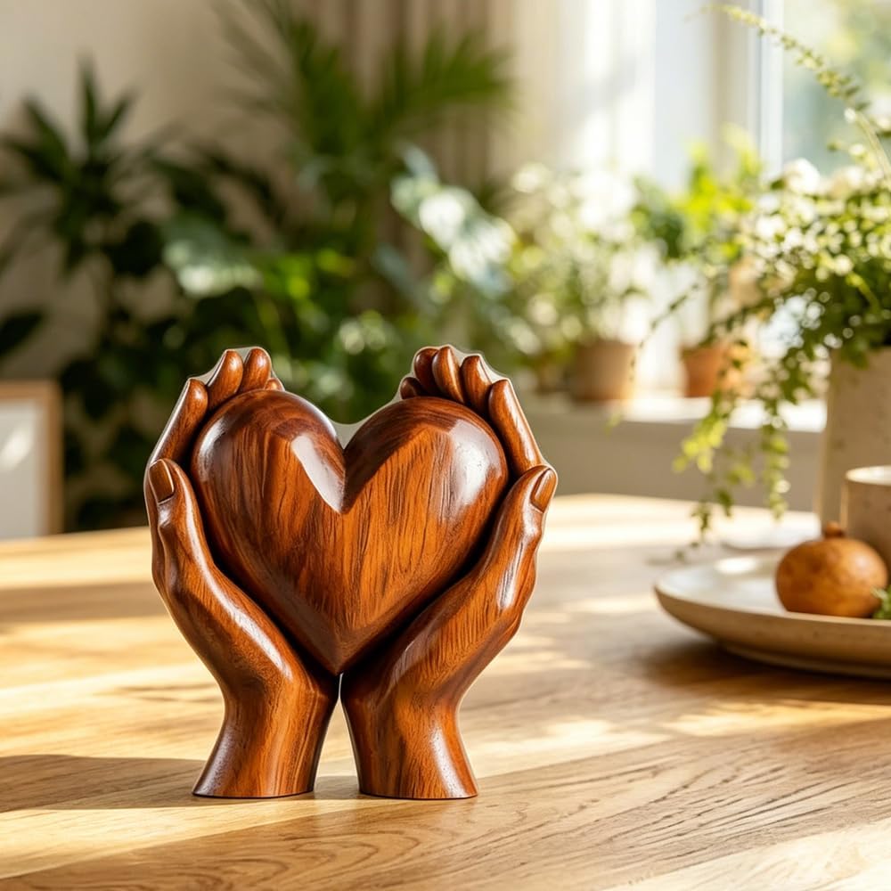 Love Heart Hand Sculpture - Unique Collectible Figurine for Bedroom, Living Room, or Bookshelf | Perfect Gift for Women, Moms, and Girlfriends