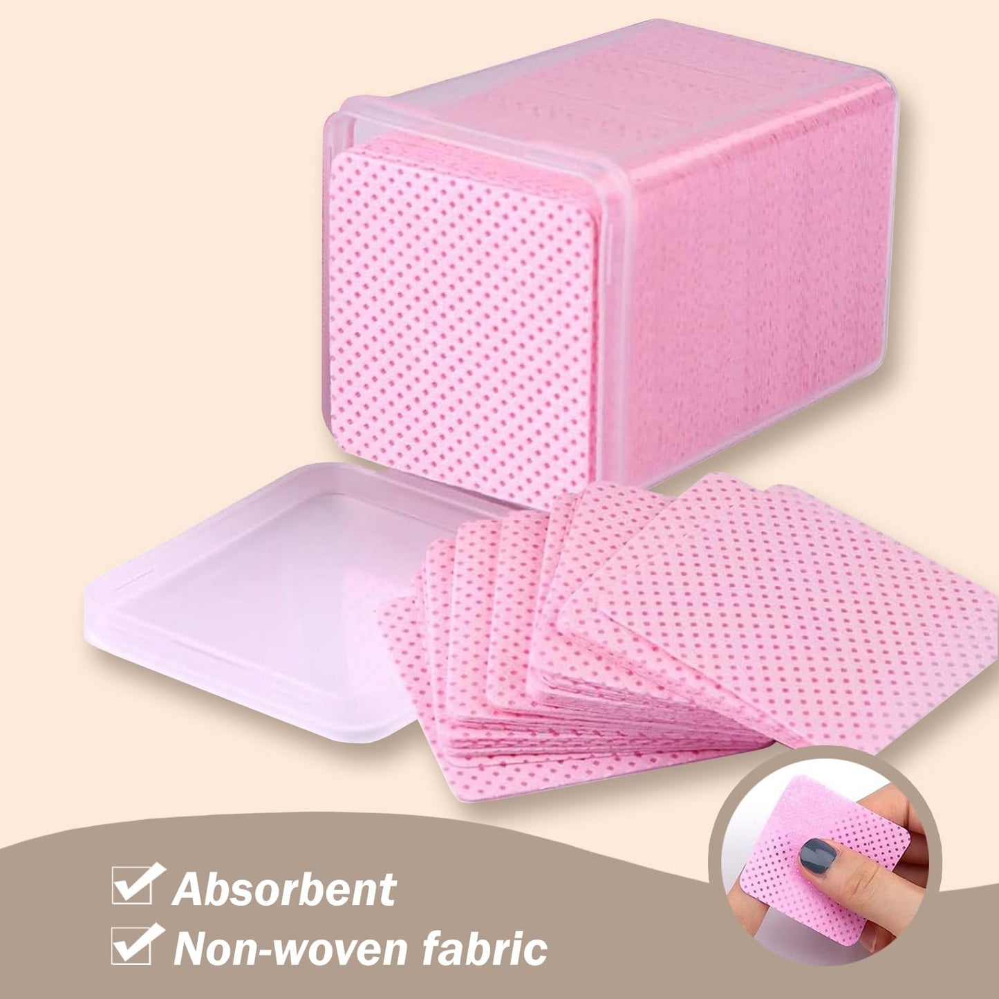 600Pcs Lint Free Nail Wipes - Non-Woven Nail Polish Remover Pads | Perfect for Lash Extensions & Salon Use (Pink, Blue, Purple)