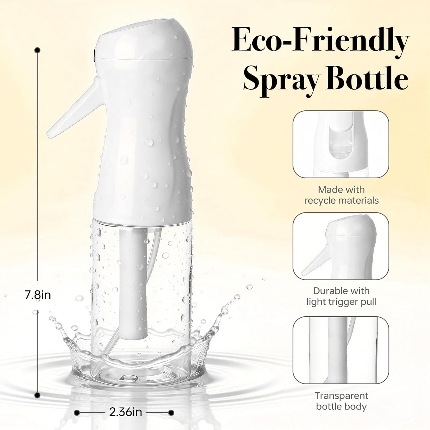 Continuous Spray Bottles for Hair | Ultra Fine Mister for Hair Styling, Plants & Skin Care - 200ml Clear (Set of 3)