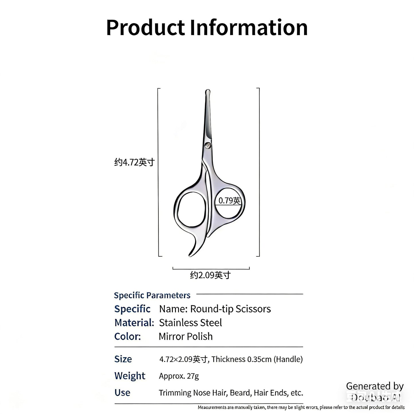 4.7-Inch Small Women’S Pubic Hair Scissors Round-Tip Scissors&Bikini Trimmer Safety Groomer For Sensitive Areas, Stainless Steel, Ergonomic Grip