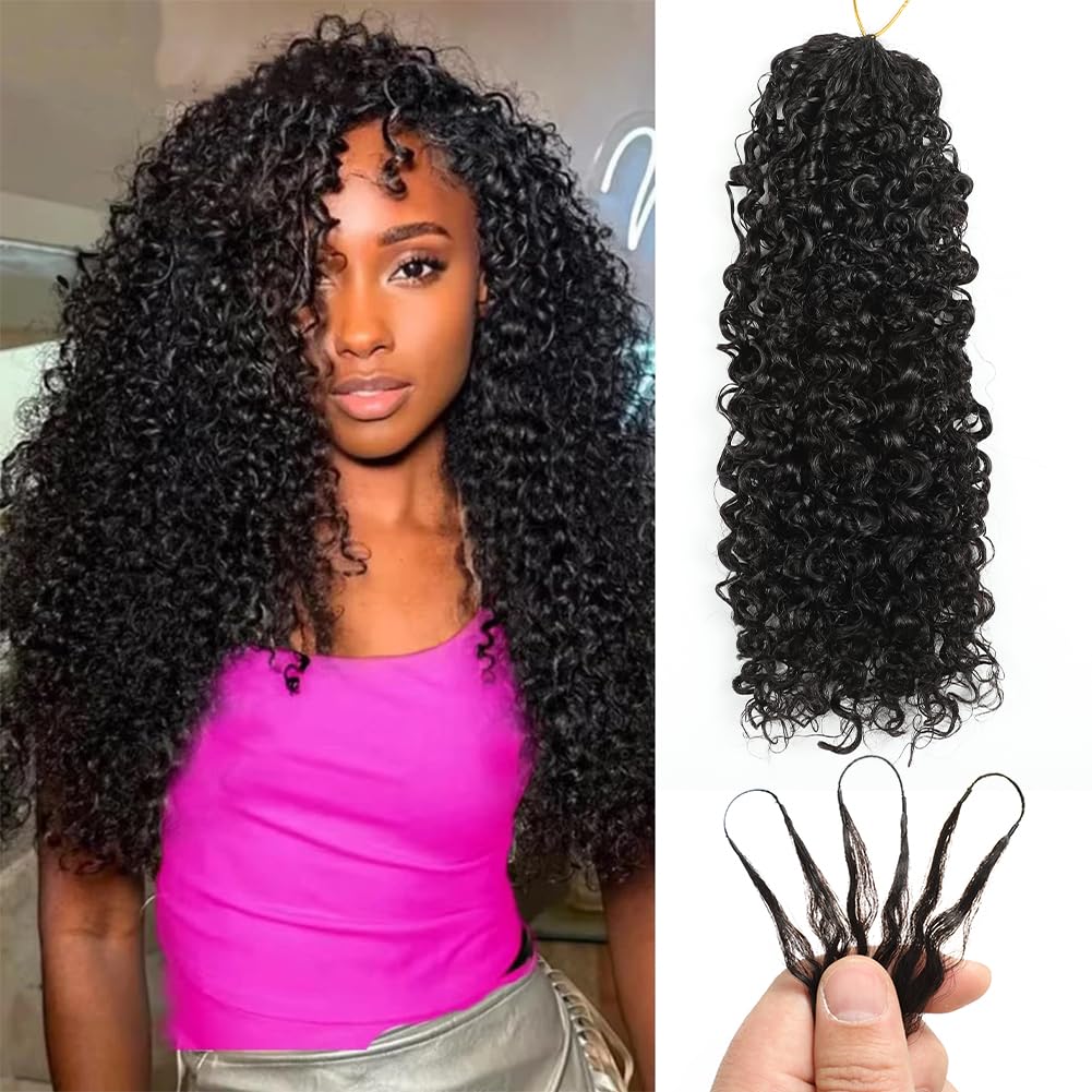 Beafay Afro Kinky Curly Human Crochet Hair 20inch 60g Knotless Pre-Separated Feather Crochet Real Human Hair Afro Kinky Burmese Curly Crochet Lightweight Reusable Remy Hair Extensions for Women