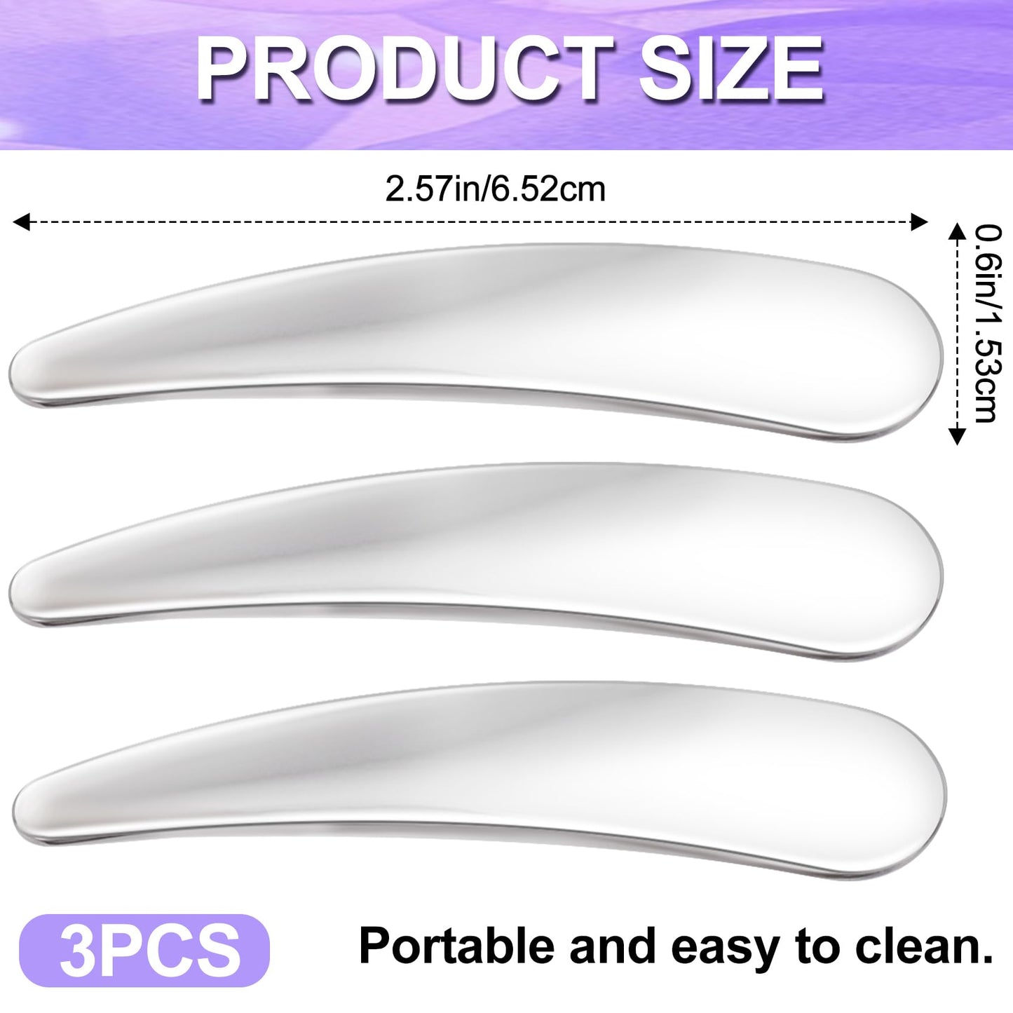 Pndeyo 3pcs Mini Stainless Steel Makeup Spatula, Reusable Cosmetic Cream Spatulas Spoon, Skincare Scoop Applicator Facial Massage Beauty Tools for Mixing and Sampling Face Eye Cream- Silver