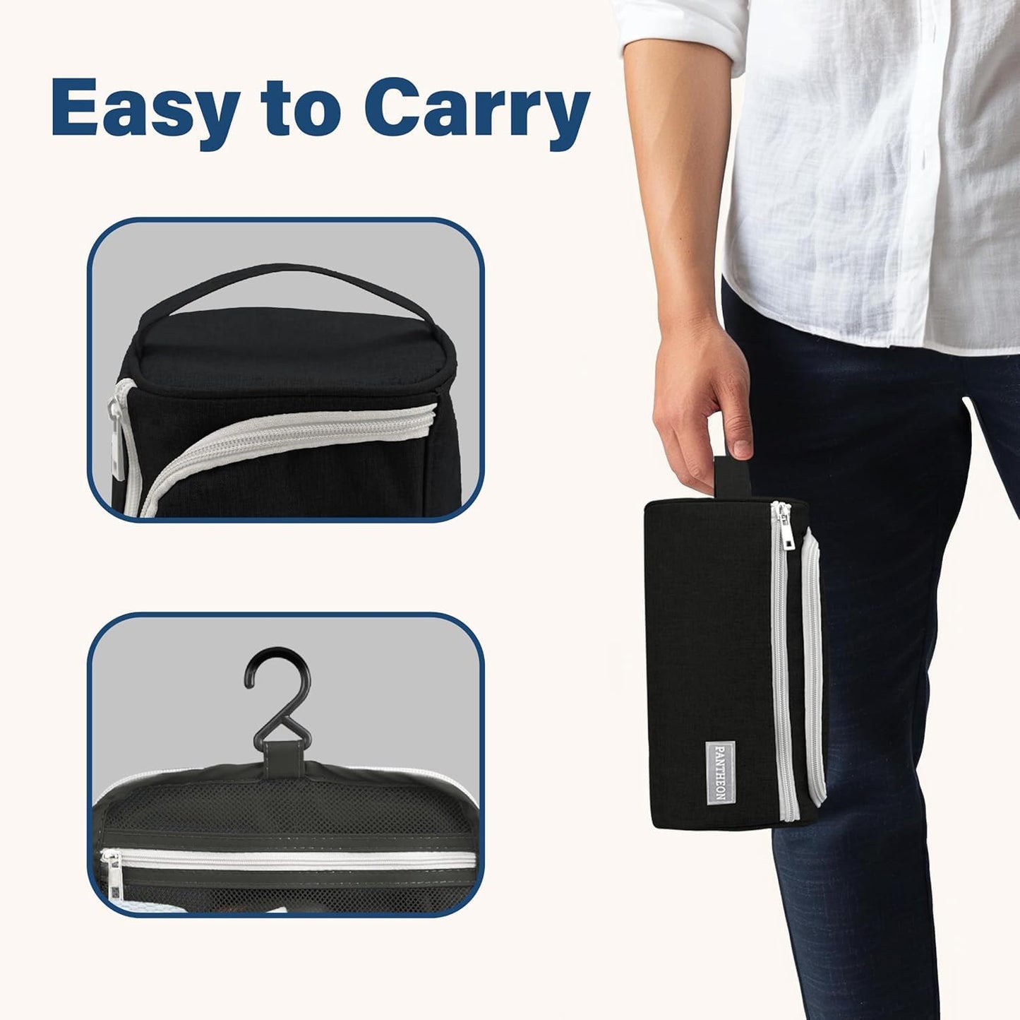 emissary Hanging Travel Toiletry Bag for Men, Dopp Kit - Black