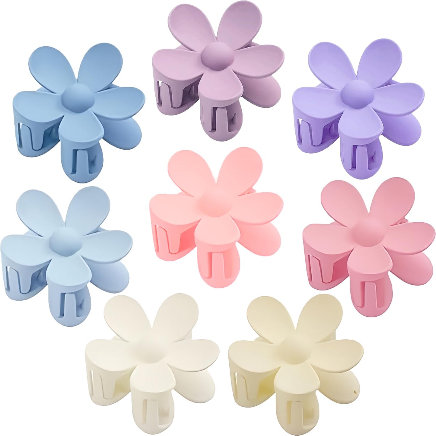 Hawaiian Flower Hair Clips - 8PCS Large Claw Clips for Thick & Thin Hair | Cute Daisy & Hibiscus Designs, Summer Colors