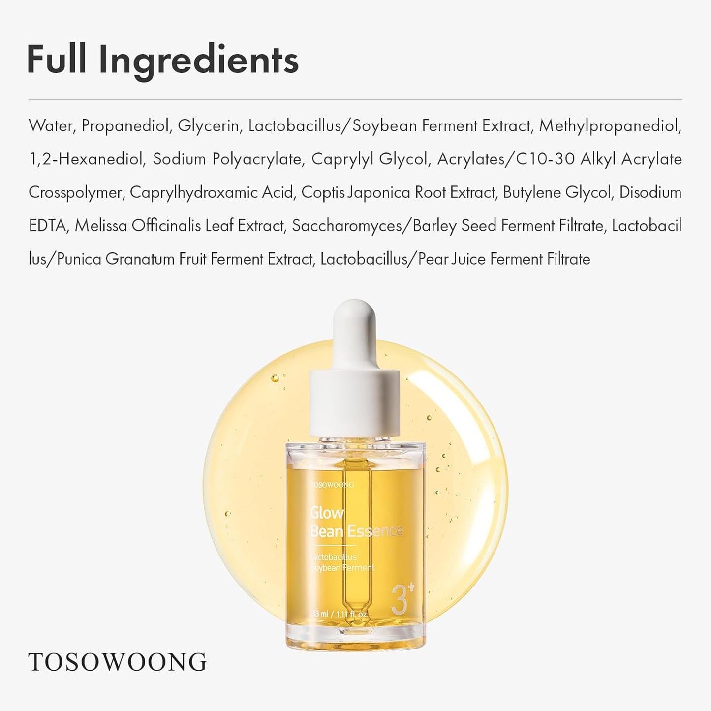 Glow Bean Essence Serum - 31,025ppm Soybean Ferment Extract for Hydrating & Radiant Skin | 33ml / 1.11 fl. oz.