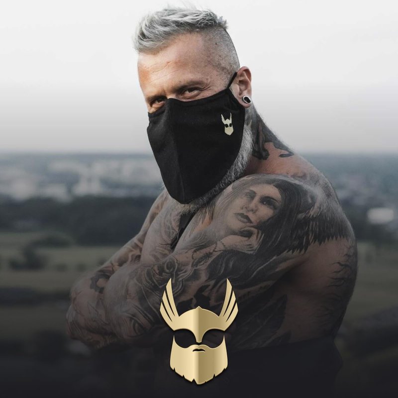 The Beard Defender Face Mask by Beard Struggle - Adjustable Beard Mask for Men with 2 Disposable Filters & Ear Saver - Beard Covers for Men (Black)