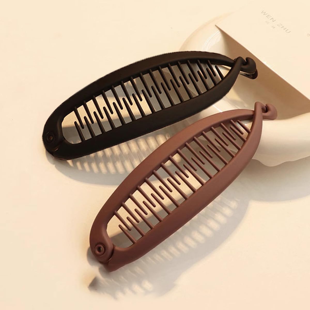 Banana Clips for Women - 2 Pcs Small Volumizing Claw Clips for Thin Hair | Retro Ponytail Bun Holders