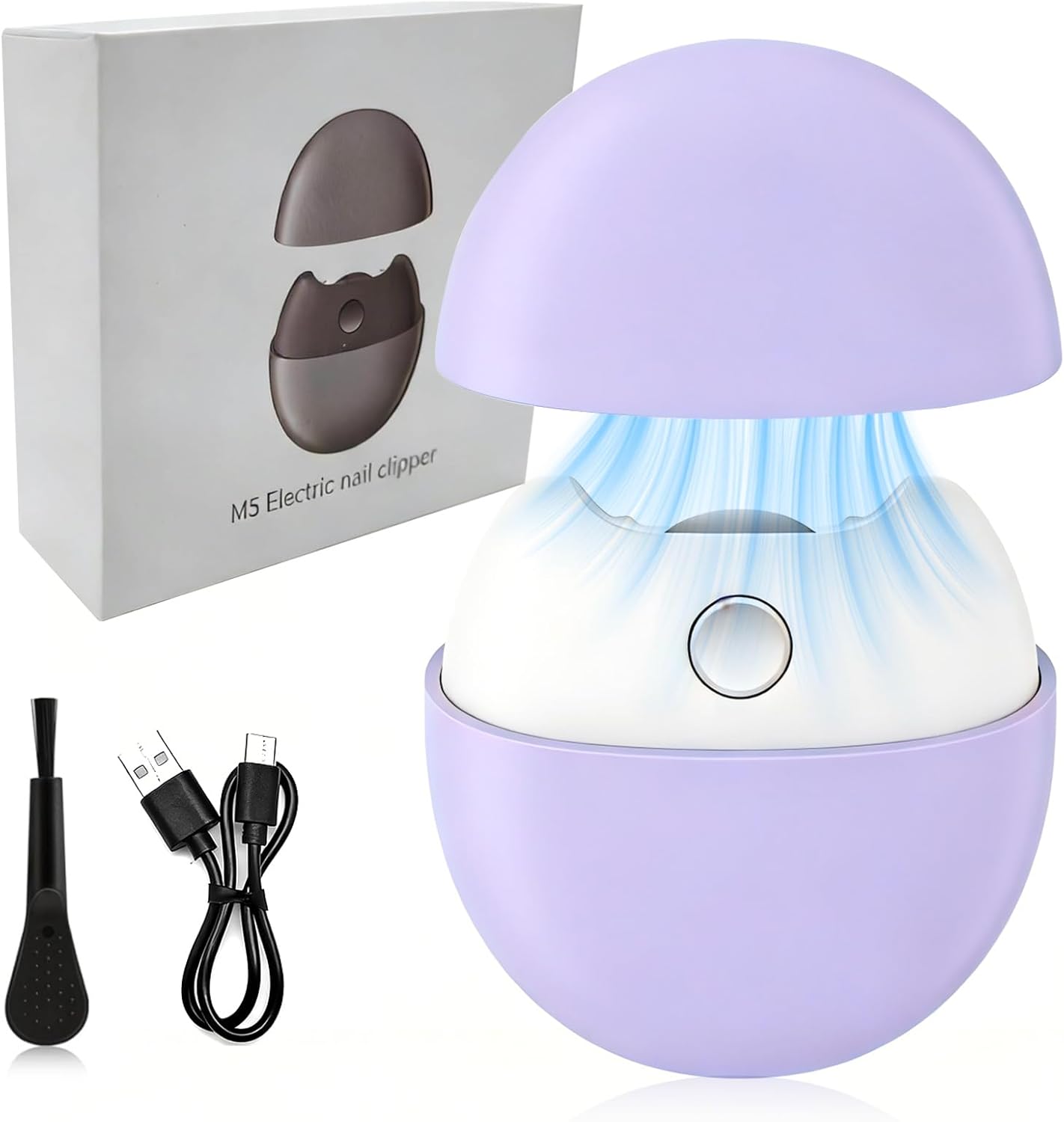Electric Nail Clipper - Automatic Trimmer for Seniors & Adults | Baby Nail Trimmer with Light & Storage (Purple)