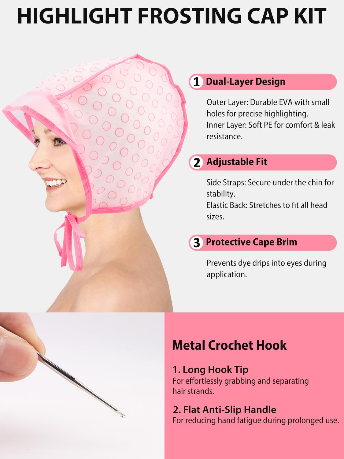 19PCS Hair Bleach Highlighting Kit - Complete Home Salon Tools Set | Includes Dye Brush, Bowl, Gloves & More (Pink)