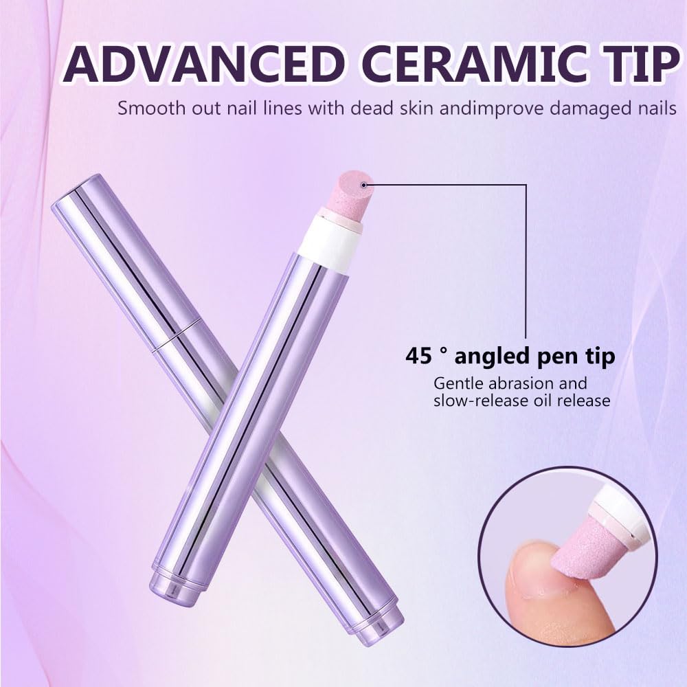Nail Care Pen - 3-in-1 Cuticle Oil with Ceramic Tip for Hangnails & Dry Nails | Nourish & Strengthen (2 Pack)