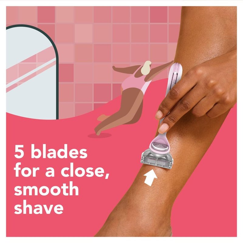 joy Razors for Women, 1 Handle, 8 Razor Blade Refills, Pink, Lubrastrip to Help Avoid Skin Irritation