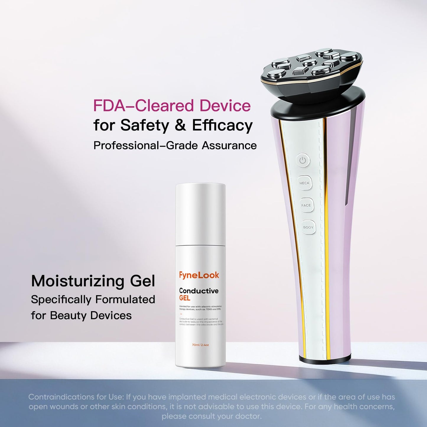 Fynelook Microcurrent Facial Device 4-in-1 with Red/Blue Light FDA-Cleared