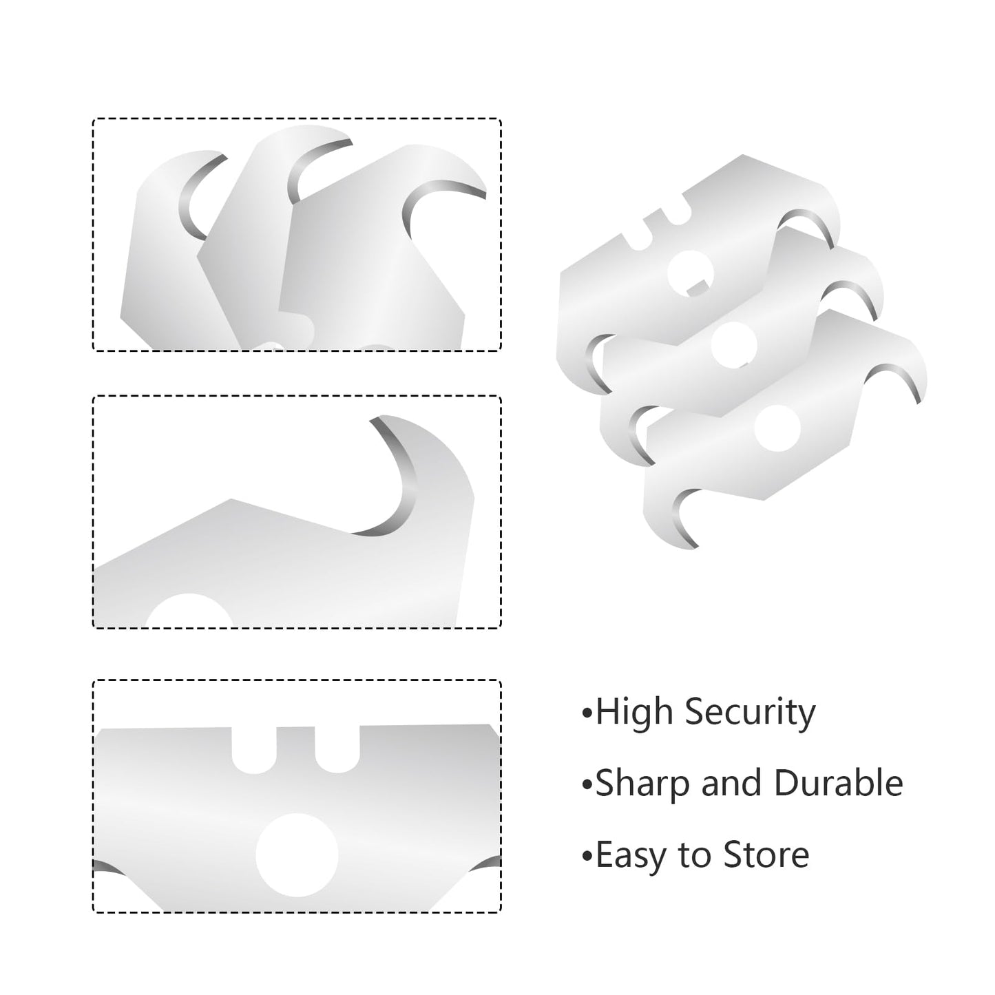 100 PCS Hook Blade Utility Knife Hooked Razor Blades with Storage Box for Cutting Carpets, Wallpaper, Roofing Materials
