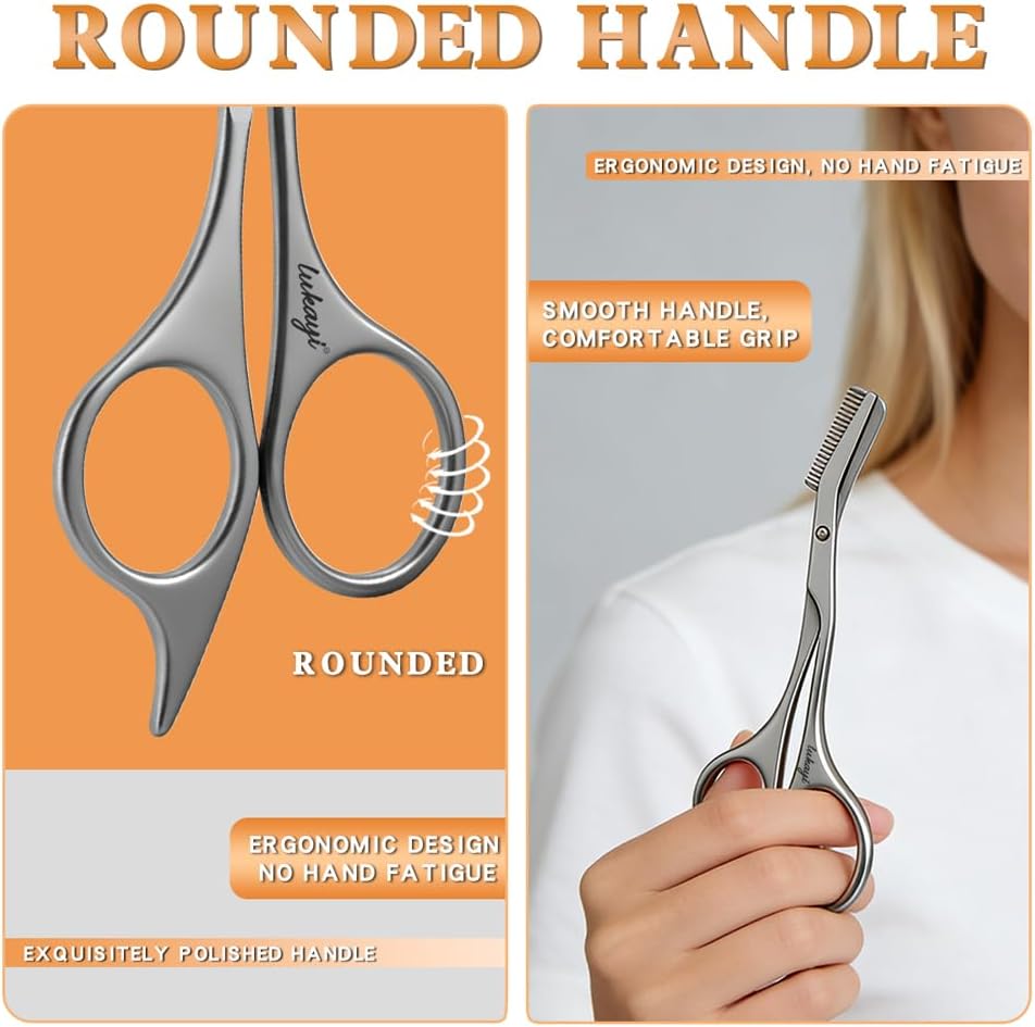 Precision Eyebrow Scissors - Professional Stainless Steel Grooming Tool for Facial Hair & Eyebrow Shaping | Unisex Design