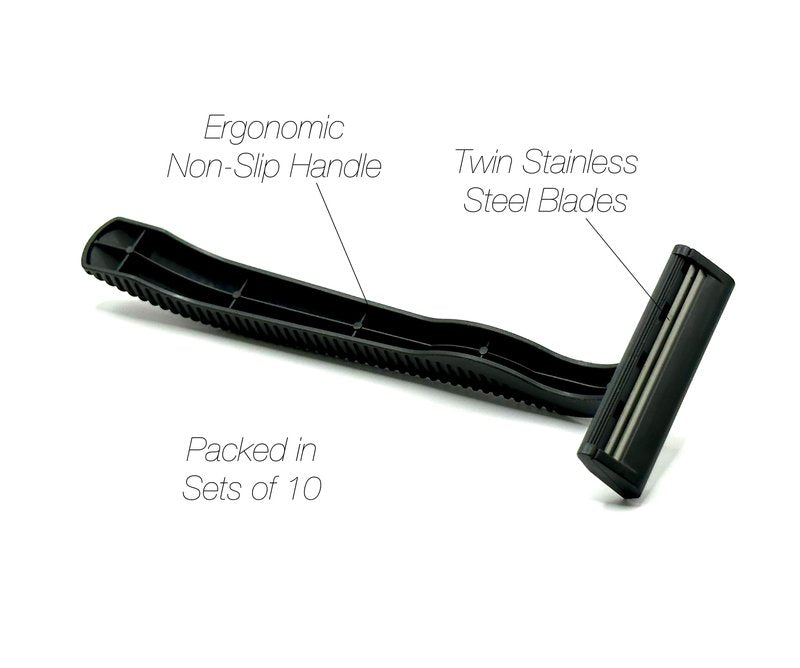 1,000 Box of Low-Cost Bullet Blades Black Razor Blades Disposable Stainless Steel Hospitality Quality Shavers High End Twin Blade Razors for Men and Women