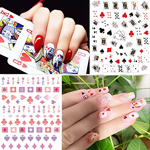 Penugo Poker Self-Adhesive Nail Art Stickers - Playing Card Pattern, Manicure Decals