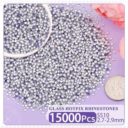 TINKRSTUFF Silver Clear SS10 Hotfix Rhinestones 15000pcs for Clothing & Crafting