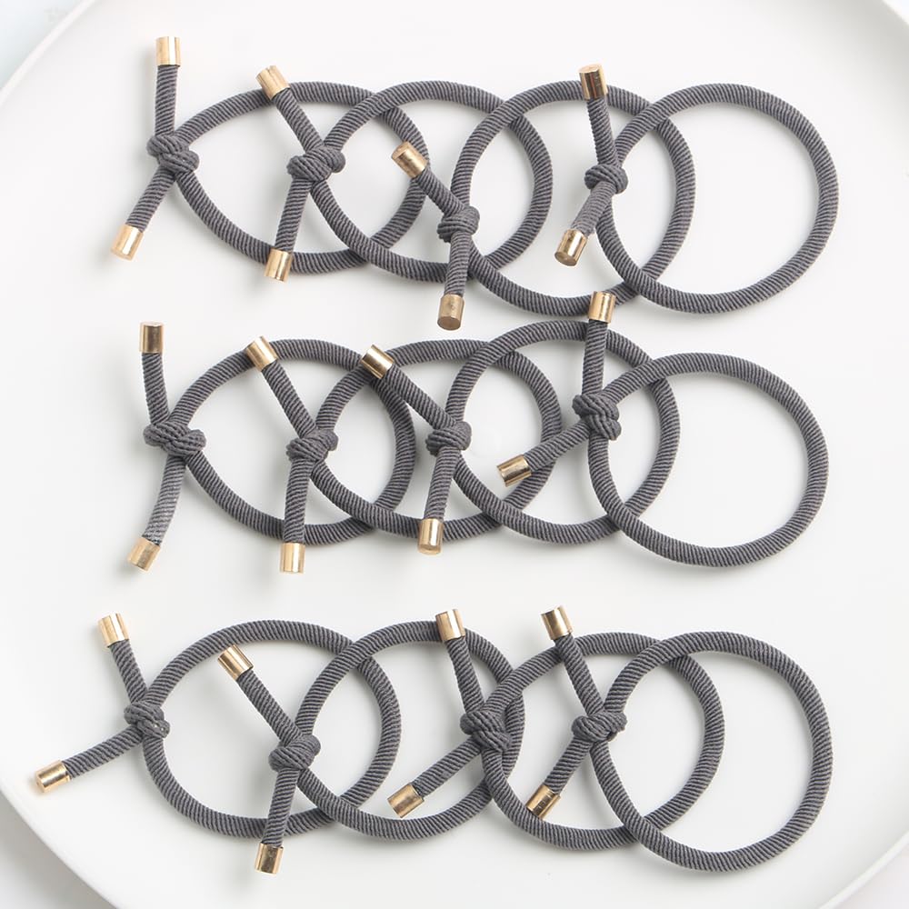 Elastic Hair Ties - Stretchy Rubber Bands for Women | Pack of 12 Black Ponytail Holders