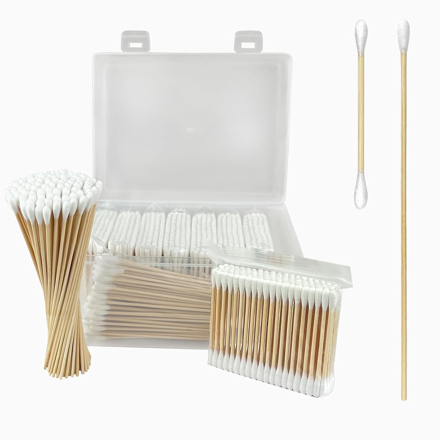 Bamboo Cotton Swabs - 1000-Pack Biodegradable Double-Ended Tips | Hypoallergenic, Lint-Free for Makeup, Pet Care & Electronics