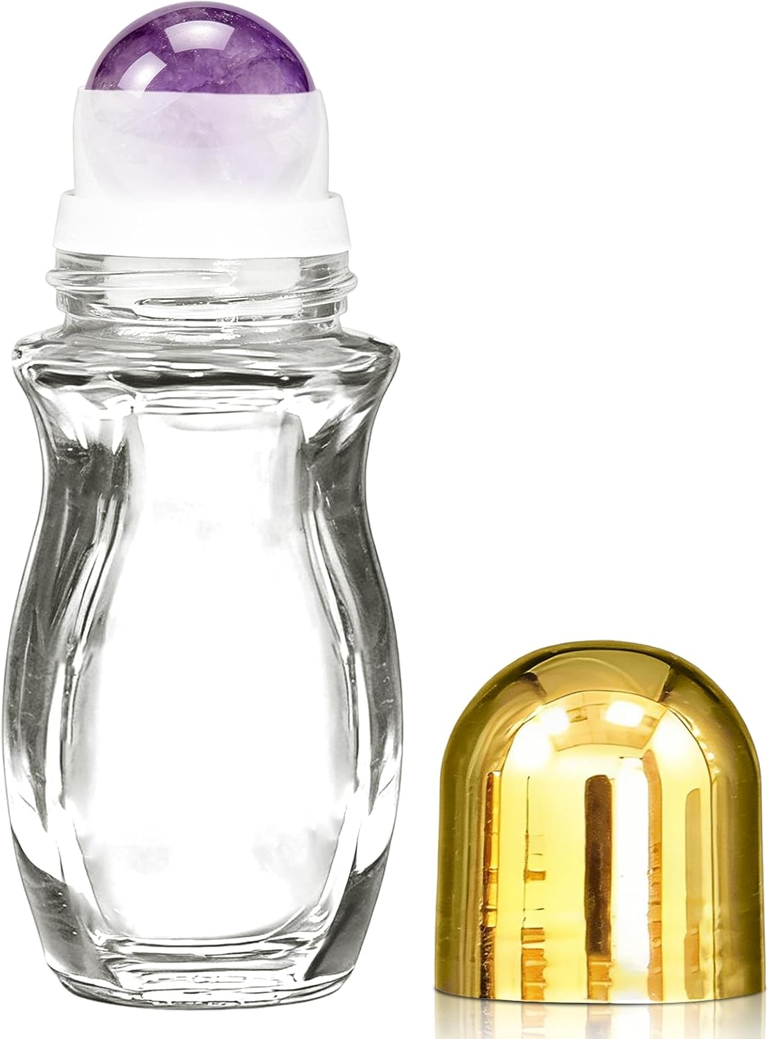 Rose Quartz Roller | 30ml Refillable Amber Glass Essential Oil Bottles - Leak-Proof Travel Perfume Container with Gold Caps