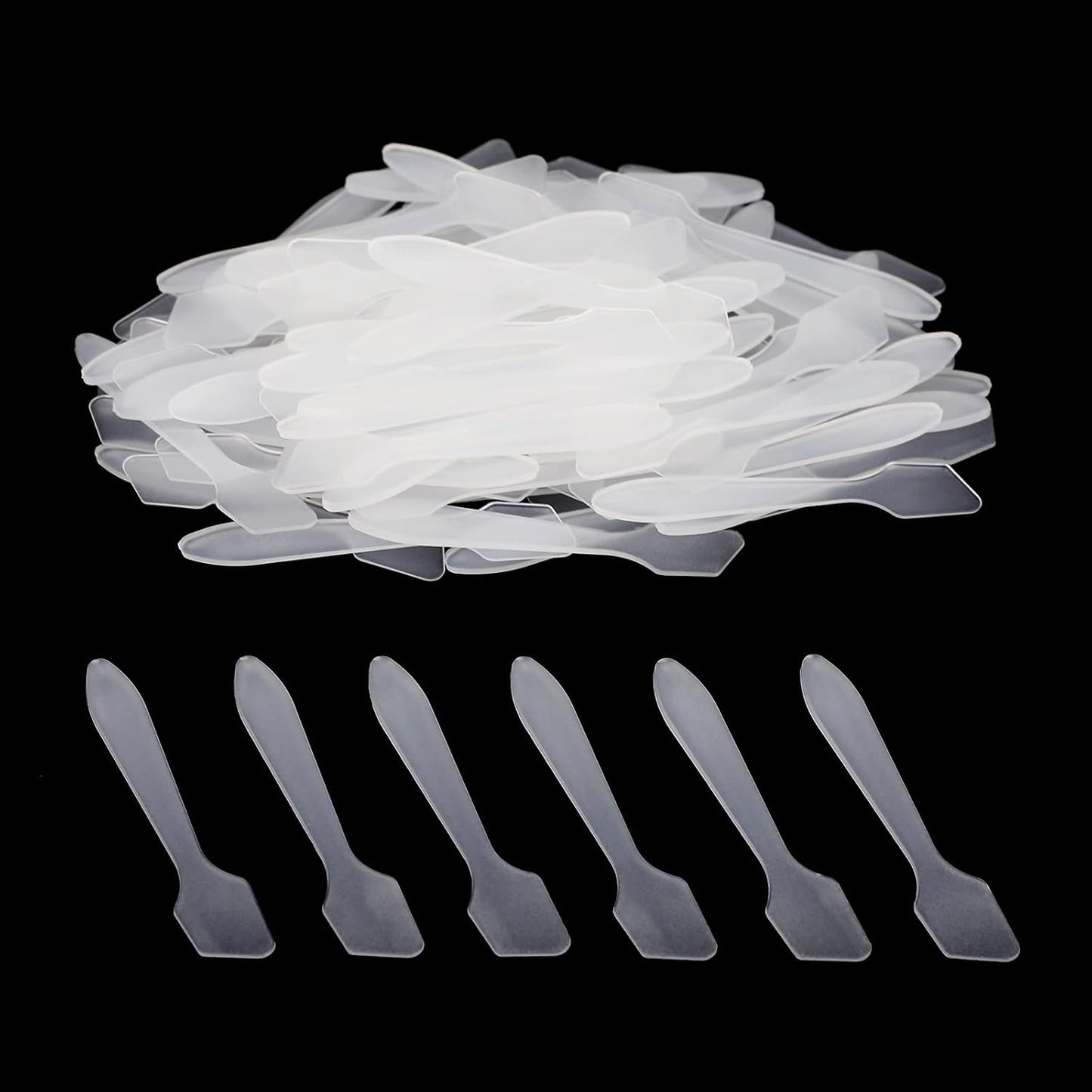 G2PLUS Disposable Makeup Spatula - 100pcs Clear Plastic Cream Mixing Tools | 3.2 Inch for DIY Skincare & Salon Use